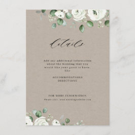 Cartão De Informações Eucalyptus verde branco floral casamento rústico