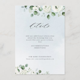 Cartão De Informações Eucalyptus verde branco floral casamento rústico
