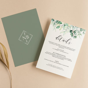 Cartão De Informações Eucalyptus Watercolor Detalhes Elegante
