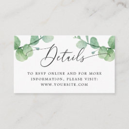 Cartão De Informações Eucalyptus Wedding Insert | Greenery Details + QR