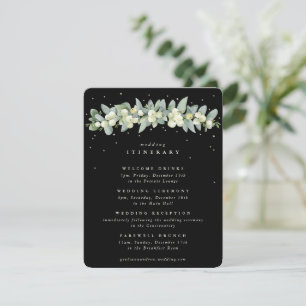 Cartão De Informações Eventos de Casamento Preto de Snowberry+Eucalyptus