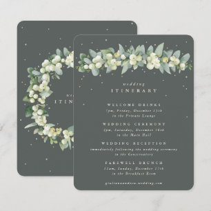 Cartão De Informações Eventos de Casamento Verde de Snowberry+Eucalyptus