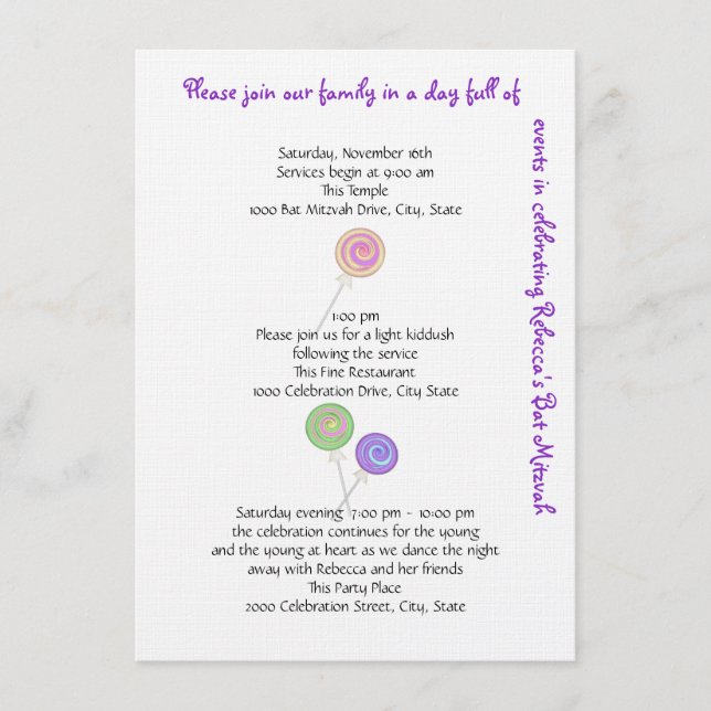 Cartão De Informações Eventos e informações sobre tesouros de balas (Frente)