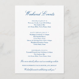 Cartão De Informações Eventos Elegantes de Fim de Semana Casamento Azul 