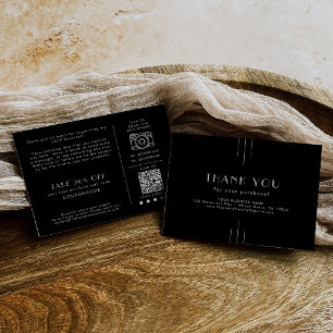 Cartão De Informações EVERLY Dark Black Pequenos Negócios Obrigado Pedid