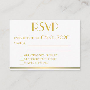 Cartão De Informações Excelente Minúsculo e Dourado Gatsby Wedding RSVP