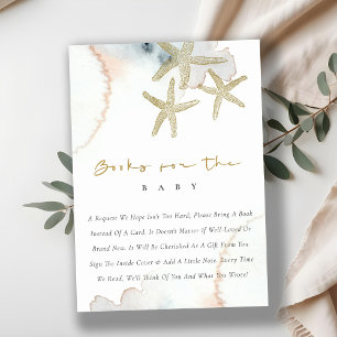 Cartão De Informações Exibição de Estrela-do-Mar Azul Dourada Fofa para 