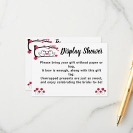 Cartão De Informações Exposição de Casal de Pássaros de Amor para Chá de