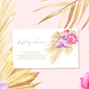 Cartão De Informações Exposição de chuveiro Boho floral de pampas
