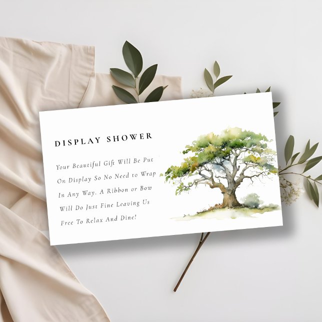 Cartão De Informações Exposição de Chuveiro de Bebê Chic Green Oak Tree (Criador carregado)