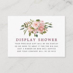 Cartão De Informações Exposição de Chuveiro de Bebê Floral Blush & Burgu