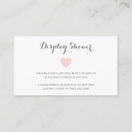 Cartão De Informações Exposição de Chuveiro de Coração Rosa Pastel Fofo