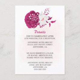 Cartão De Informações fabuloso fuchsia e floral branco