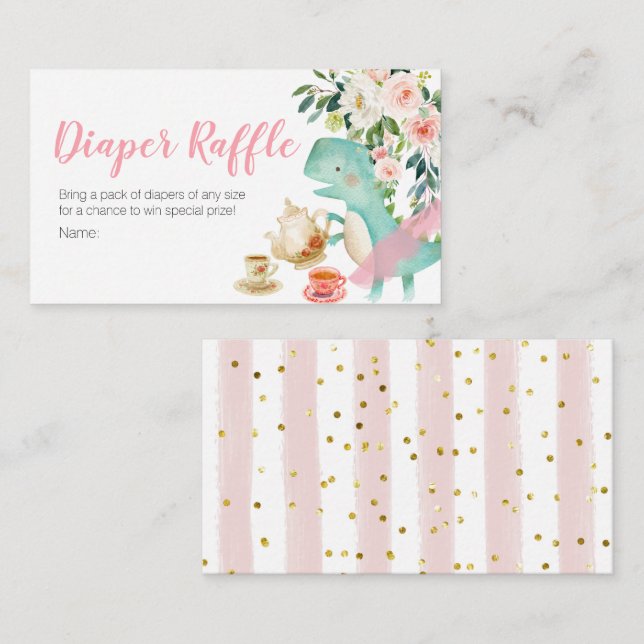 Cartão De Informações Faca de fralda do partido Dinosaur Tea Party (Frente/Verso)