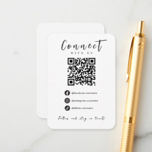 Cartão De Informações Facebook Instagram Tiktok Código QR Moderno Branco