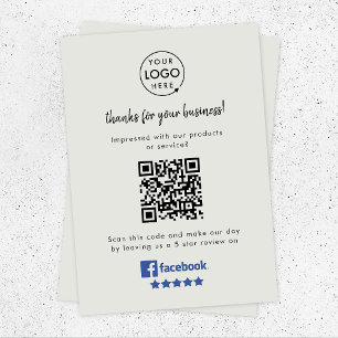 Cartão De Informações Facebook Review Link Código QR Cinzas Revisões C