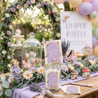 Cartão De Informações Fada Pequena Pastel Chuveiro de Bebê Jardim Sortei