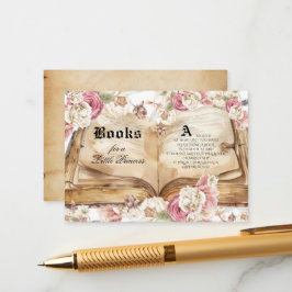 Cartão De Informações Fairytale Pink Rose Floral Royal Baby Shower