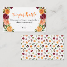 Fall Burgundy Laranja Floral Fralda Raffle