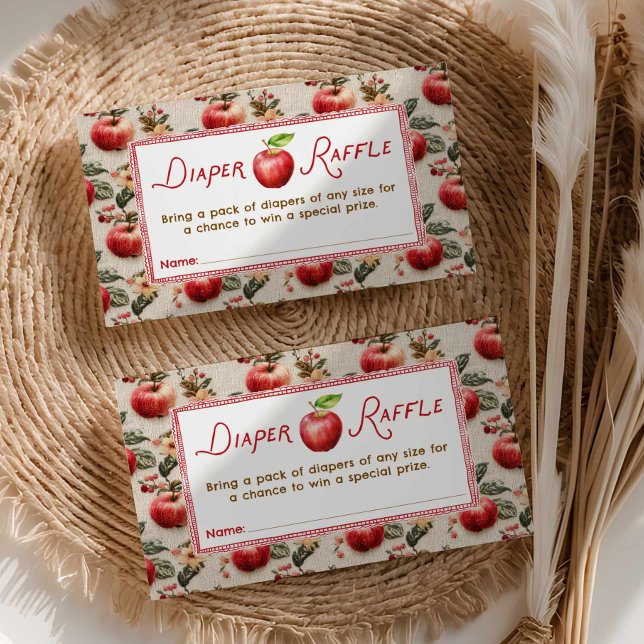 Cartão De Informações Fall Chá de fraldas Apple Fralda Raffle (Apple Rustic Fall Baby Shower Diaper Raffle Ticket)