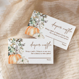 Cartão De Informações Fall Chá de fraldas Autumn Pumpkin Fralda Raffle