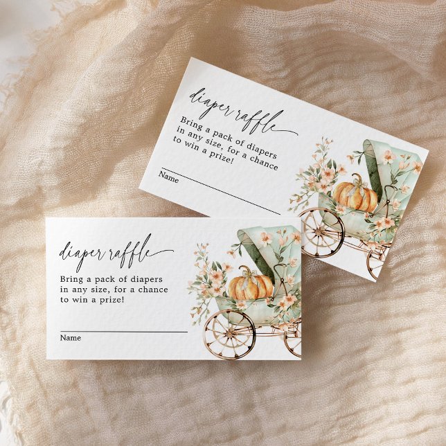 Cartão De Informações Fall Chá de fraldas Pequena Fralda de Abóbora Raff (Criador carregado)