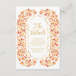 Cartão De Informações Fall Earth Tones Rustic Deixa Detalhes de Casament