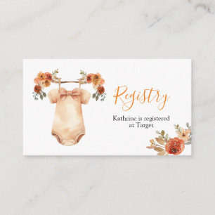 Cartão De Informações Fall Floral Baby Clothes Chá de fraldas Registry