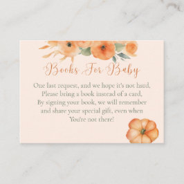 Cartão De Informações  Fall Floral Orange Baby Shower Books For Baby