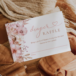 Cartão De Informações Fall Floral Pumpkin Chá de fraldas Fralda Raffle