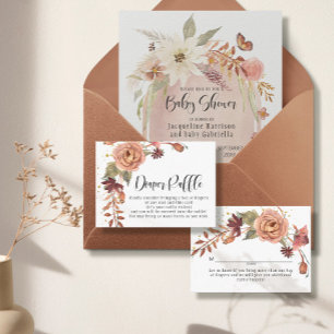 Cartão De Informações Fall Floral Russo BOHO Watercolor Fralda Raffle