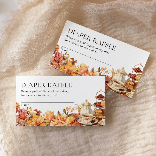 Cartão De Informações Fall Floral Tea Party Fralda Raffle (Criador carregado)