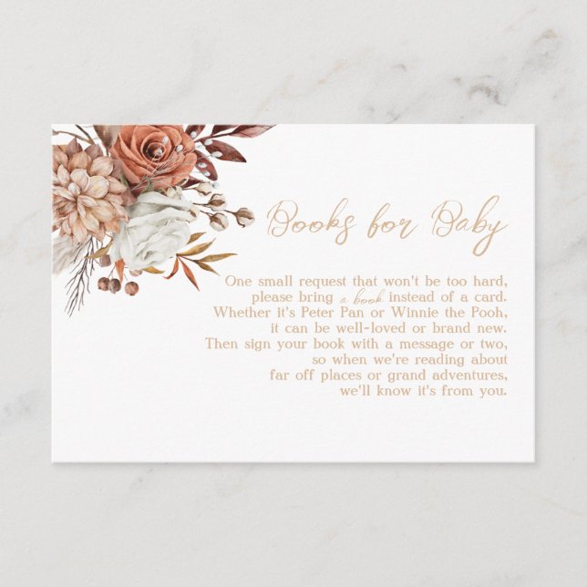 Cartão De Informações Fall in Love Autumn Chá de fraldas Books para Bebê (Frente)