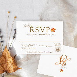 Cartão De Informações Fall Leaf Rustic Autumn Casamento QR Code RSVP