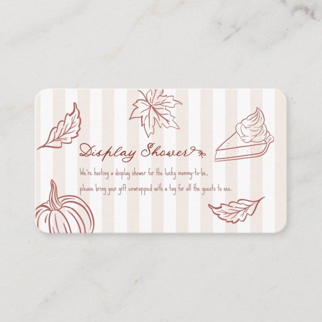 Cartão De Informações Fall Pumpkin Pie Display Shower Card | Rustic   (Frente)