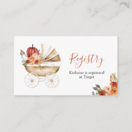 Cartão De Informações Fall Pumpkin Stroller Floral Baby Shower Registry