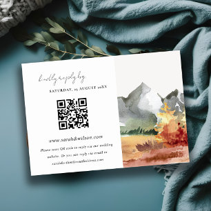 Cartão De Informações Fall Rust Mountain Trees Casamento Código QR RSVP