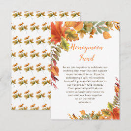 Cartão De Informações Fall Rustic Autumn Deixa O Fundo Honeymoon Casado