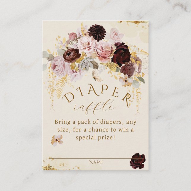 Cartão De Informações Fall Wildflower Dourado Floral Baby Chá (Frente)