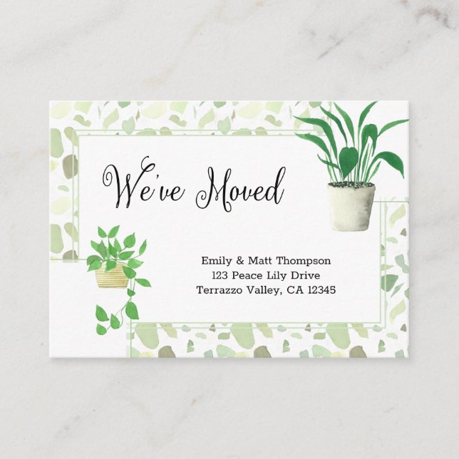 Cartão De Informações Famílias e Terrazo Verde Mudamos (Frente)