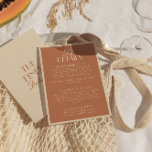 Cartão De Informações Fancy Beige Bronzer Old Money Boho Wedding Details<br><div class="desc">Simple and stylish retro wedding guest info details. With bronzer muted terracotta chic background and beige text layout with whimsical old money classy wordings. All the info are customizable as website,  transportation,  accommodation . Grab it along with other products from this classy hand made retro wedding suite.</div>