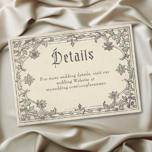 Cartão De Informações Fantasia Medieval Vintage Casamento Preto Gravura