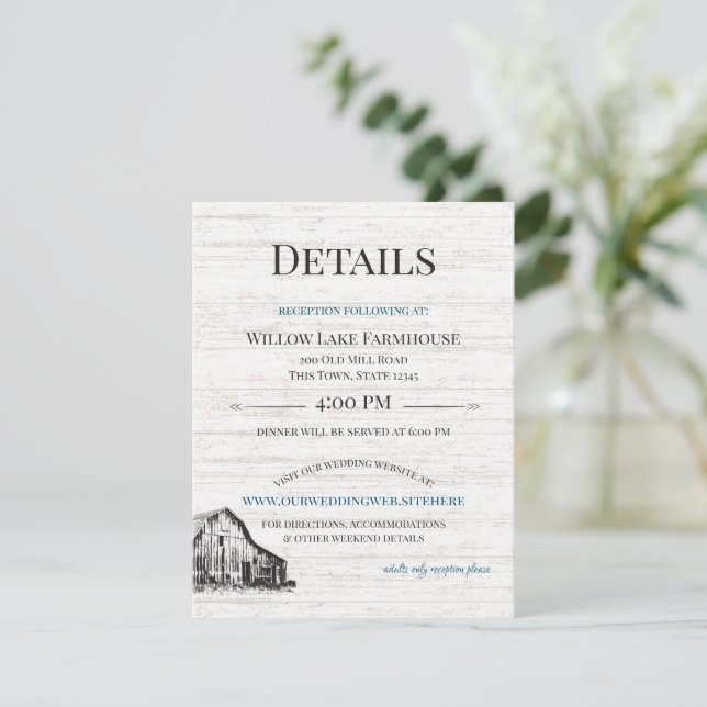Cartão De Informações Farmhouse Country Barn Sketch Informações sobre En (Em pé/Frente)