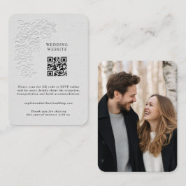 Cartão De Informações Faux Embossed White Roses Enclosure Card