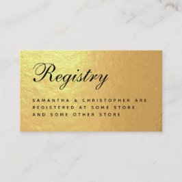 Cartão De Informações Faux Gold Foil Elegante Do Registro De Casamento E