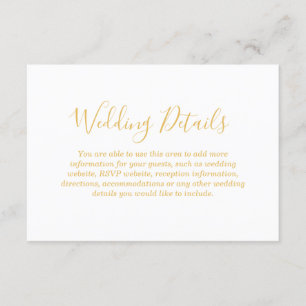 Cartão De Informações Faux Gold Foil Glamor   Detalhes da recepção de ca