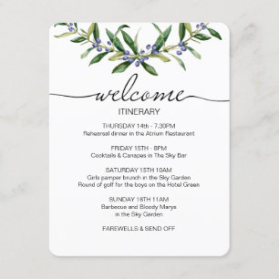 Cartão De Informações Favor de Boas-Vindas de Casamento Olive Sprig