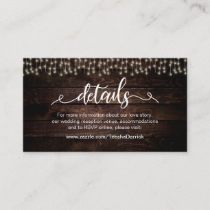 Cartão De Informações Fazenda das luzes da corda, branco, madeira, detal