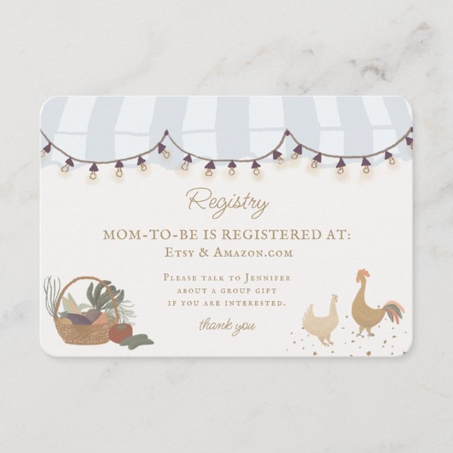 Cartão De Informações Fazenda de mercado para agricultores azuis Registr (Frente)