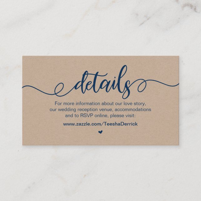 Cartão De Informações Fazenda Rústica, Marinho Azul, Kraft, Detalhes de  (Frente)